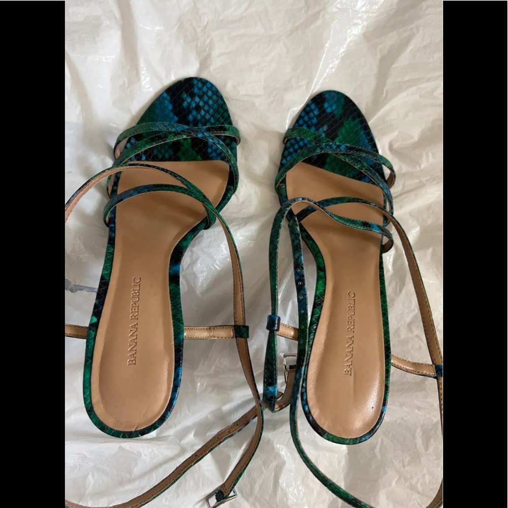 Banana Republic Animal Print Leather Sandals, Size 6, Pre-Owned